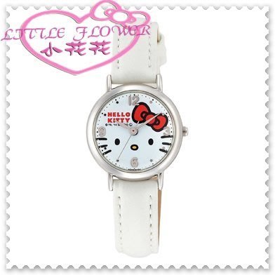 小花花日本精品♥ Hello Kitty 手錶卡通錶女錶卡通錶帶 皮革手錶生日禮物 白色貓臉99914608