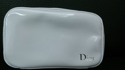 Dior CD 迪奧【白色亮皮化妝包/手拿包】