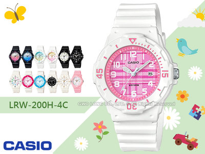 CASIO 手錶專賣店 LRW-200H-4C 女錶 兒童錶 防水100米 日期 可旋轉錶圈 膠質錶帶 LRW-200H