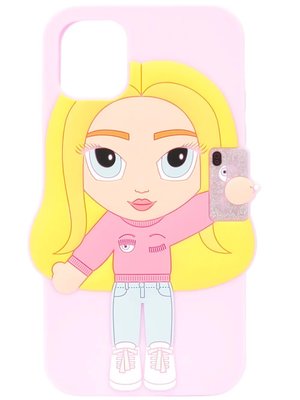 【折扣預購】正品Chiara Ferragni 粉紅色金髮女孩 毛衣牛仔褲iPhone 11 眨眼手機殼