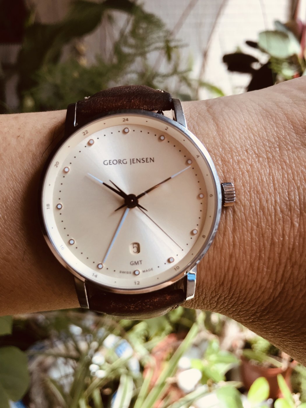 Georg Jensen Koppel 519 Dual Time 兩地時間腕錶41mm 香檳色[精