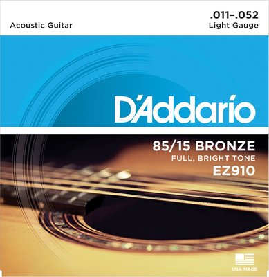 民謠吉他弦 D'Addario EZ910  85/15 Bronze 鋼弦 美國品牌 - 【黃石樂器】