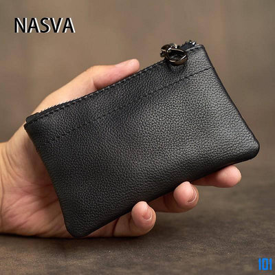 101潮流NASVA原創真牛皮素色零錢復包古風橫款硬幣包黑色卡包休閒小手包