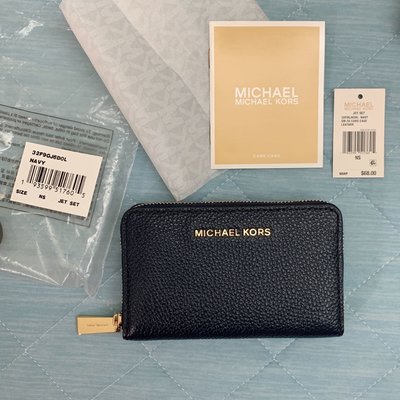 【9.9成新】Michael kors MK 專櫃款卡包 零錢包 金字海軍藍NAVY 購入於美國Macy’s官網