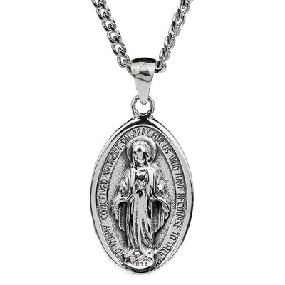 Py輕奢ACC Virgin Mary necklace s925 純銀復古聖母瑪利亞吊墜項鍊男女潮