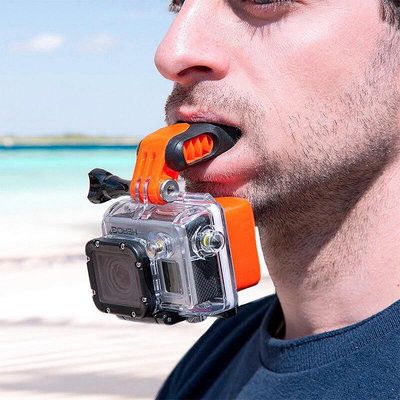 適用於 GOPRO87654運動相機配件衝浪牙套浮標牙套連接潛水拍攝神器 大疆osmo action 套