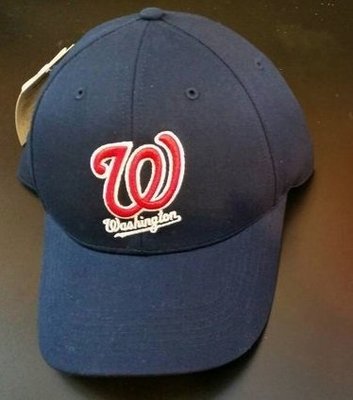 MLB Majestic 隊伍LOGO 浮雕電繡隊徽球迷帽棒球帽童帽款 國民隊 深藍