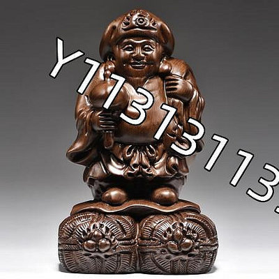 黑檀實木雕刻大黑天佛門護法神七福神送禮工藝品擺件 黑檀木 實木彩繪大黑天（高35cm）【居捨木雕】圓雕 根雕 東陽