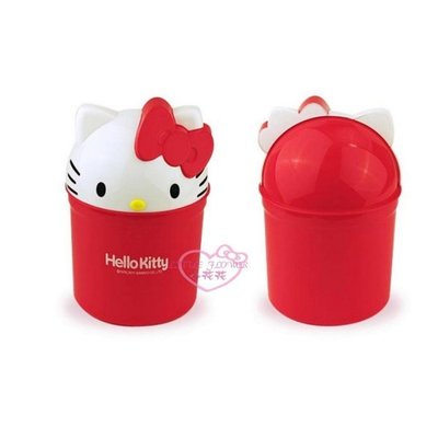 ♥小花凱蒂日本精品♥Hello Kitty 紅色 大臉造型 掀蓋式 居家/車用 垃圾桶 置物桶 雜物桶 12054305