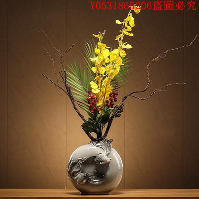 佛藝館 創意花瓶插花景觀陶瓷中式擺件干花家居玄關酒柜辦公室桌面裝飾品 QC