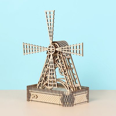 立體拼圖新品 3D立體拼圖益智拼裝玩具DIY創意木質大風車玩具桌面擺件