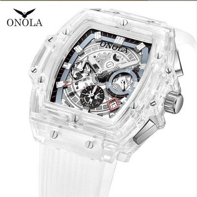 森尼3C-ONOLA6811時尚外貿透明錶殼 多功能夜光功能進口機芯 男士女士通用式情侶爆款網紅手錶 日常-品質保證