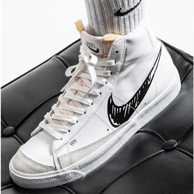 【正品】Nike Blazer Mid Vntg'77 塗鴉 復古鞋 高筒鞋 白黑Cw7580-101 白紅Cw7580-100