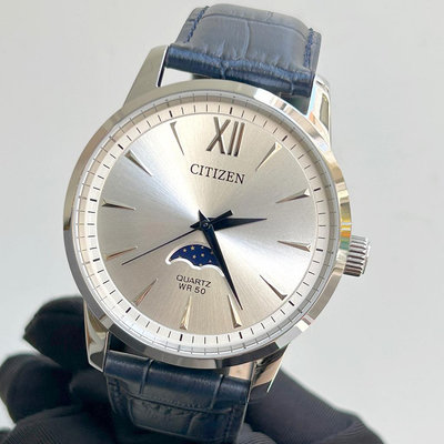 現貨 CITIZEN AK5000-03A 星辰錶 手錶 42mm 石英錶 月相 白色面盤 海軍藍皮錶帶 男錶女錶