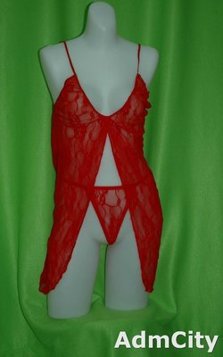 Leg Avenue 2 件式組 性感小夜衣+細線丁字褲 紅色  Y3348782