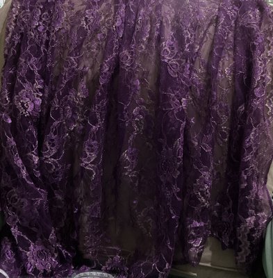 愛手作 零頭布 現貨 立體感 輕奢 雙色 金線 紫色 牡丹 花朵 車骨 蕾絲 寬155cm $119/米