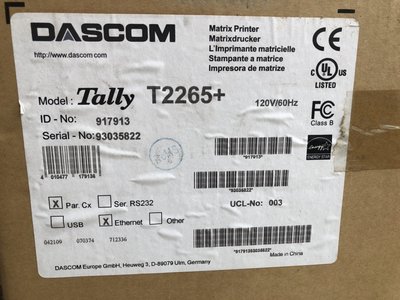 可議價 二手 中古 功能正常 點陣式列表機 Tally Dascom T2265+ 可參考 EPSON LQ-2190C