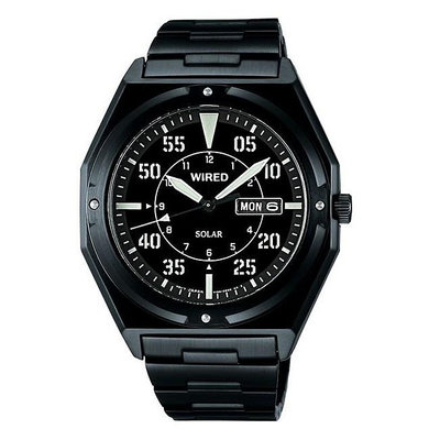 「官方授權」WIRED 時尚太陽能腕錶-黑-42mm (AW6001X1)