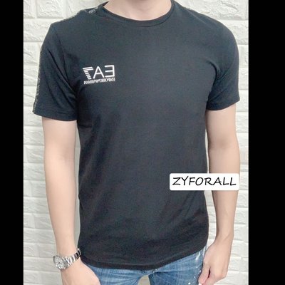 ZYForAll 歐美精品《現貨》EA7 黑色側字Logo短T S號 Armani
