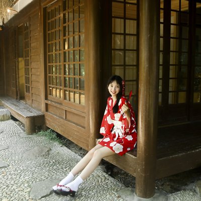 【熱賣精選】日本短款和服女復古cos正裝 櫻花 改良傳統京都浴衣女學生原宿風