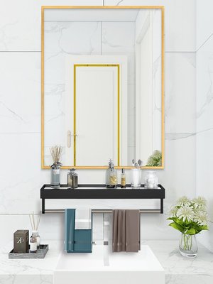 熱銷 浴室鏡 化妝鏡 可掛式帶框洗臉臺浴室鏡貼墻自粘洗手間