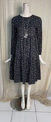 Y306品牌UNIQLO 鳥羽灰印花純棉連身裙洋裝160cm