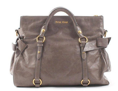 Miu Miu RT0365 Boston Bag 雙蝴蝶結 波士頓包 Argilla 藕灰 現貨