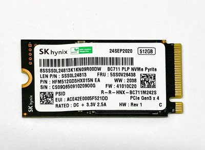 ☆【SK Hynix 海力士 BC711 512G 512GB 2242 NVME PCIE SSD 固態硬碟】☆