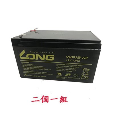 廣隆 LONG 12V 12Ah 電池 兩顆一組 WP12-12 勝一 電動 腳踏車 電動車 鉛酸【康騏電動車】維修