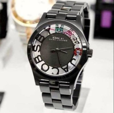 MARC BY MARC JACOBS 鏤空晶鑽錶盤 黑色不銹鋼錶帶 石英 女士手錶MBM3265