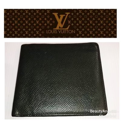 Louise Vuitton防刮Taiga對摺 LV男皮夾 6信用卡夾 短夾 發財夾 零錢皮包$529 一元起標 有BV