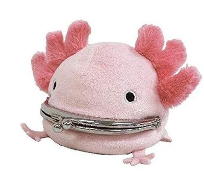 11650c 日本進口 好品質 限量品 可愛動物 粉色六角恐龍蠑螈娃娃魚 扣環零錢包皮夾絨毛絨娃娃玩偶擺件裝飾品禮品