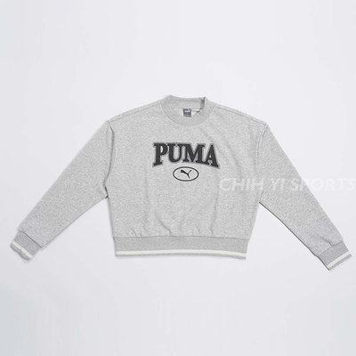 PUMA 基本系列 Puma Squad 圓領衫 長袖上衣 短版 毛巾布內裏 62359704