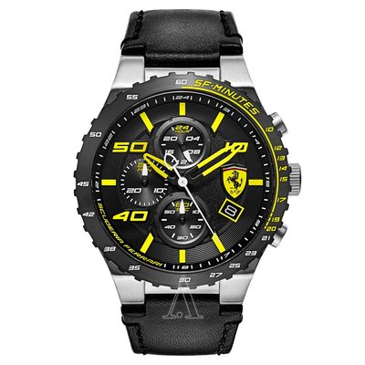Ferrari 法拉利 限時特賣!稀有款56折!黃色三眼皮帶手錶男錶運動賽車錶 830360 全新真品原廠包裝