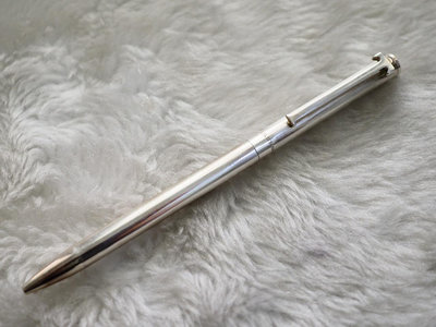 17  Tiffany 美國製 經典T型筆夾 純銀原子筆(8成新無凹痕)(一元起標)