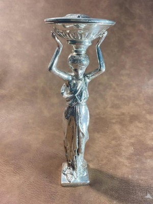 【二手】鍍銀雕像 歐洲 人物 銅雕塑 美女 天使 銅藝術品 藝術展覽795【木清院】銅器 佛像 擺件
