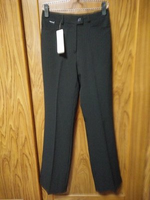 (E157)KAOYAJU 專櫃黑色絲質條紋長褲 西裝褲 S號(全新庫存品)~牧牧小舖~優質二手衣~