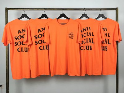 Anti Social Social Club ASSC 基礎款 橘色黑字 Logo Tee 短t 男女
