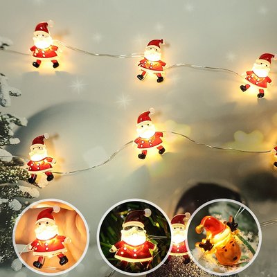 2M 聖誕LED燈串 電池燈串 聖誕老人LED串燈 雪人燈 聖誕節日派對裝飾燈條 用於婚禮派對室內室外裝飾-好鄰居百貨