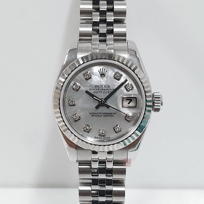ROLEX 勞力士 179174 Datejus 蠔式女錶 全配件 新包台 超美貝殼十鑽面盤 錶徑26 大眾當舖L691