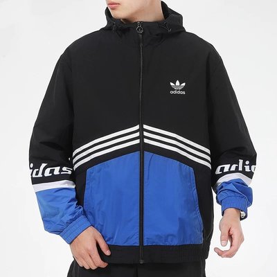 【100%正品】Adidas愛迪達三葉草外套男子秋季梭織連帽拉鏈防風運動夾克寬松HA4741