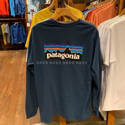 【Japan潮牌館】Patagonia巴塔哥尼亞 男士P 6 Logo 純棉長袖T恤