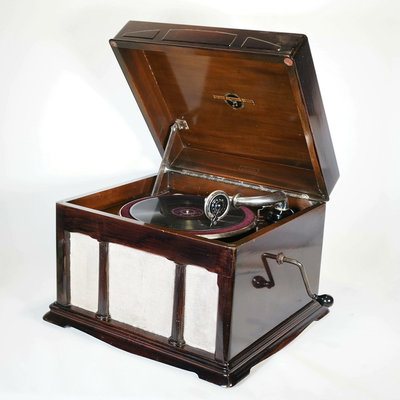 古董哥倫比亞箱式手搖留聲機78轉黑膠唱片機懷舊收藏音質優良