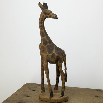 非洲原住民長頸鹿木雕擺件 早期工藝品
