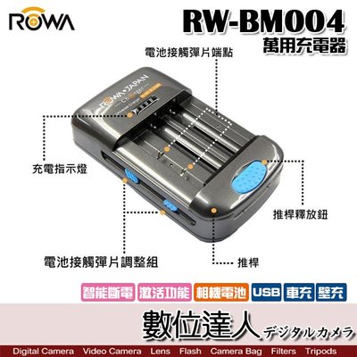 【數位達人】ROWA 樂華 RW-BM004 萬用充電器 / USB 多功能 充電器 相機 攝影機 3號 4號電池 手機