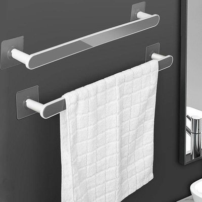 【橙月家居】浴室免打孔毛巾架毛巾桿置物架衛生間牆上壁掛毛巾掛架加厚浴巾架