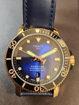 天梭錶 Tissot Seastar PowerMatic 80hrs 漸層藍面，潛水款機械錶，動力儲存80小時