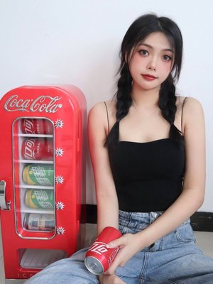 BS美式復古可口可樂迷你販賣機10罐易拉罐彈出式小冰箱家用車載販售