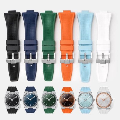 TISSOT 適用於天梭 PRX 錶帶液態矽膠錶帶錶帶 12 毫米 26 毫米全白錶帶橡膠手鍊石英自動錶帶腕帶男士女士超