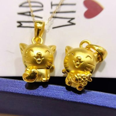 黃金潘朵拉珠 3D硬黃金 可愛淘氣貓2款